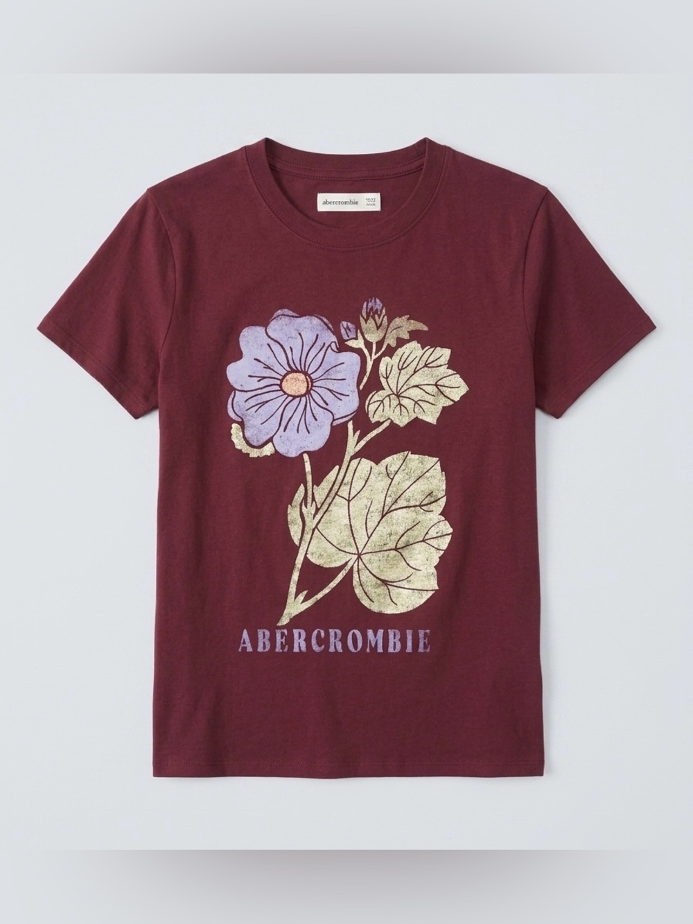abercrombie kids Burgundy Floral Graphic Tee - size 11/12 - school
